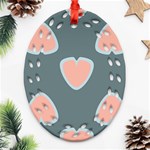 Hearts Love Blue Pink Green Oval Filigree Ornament (Two Sides) Front