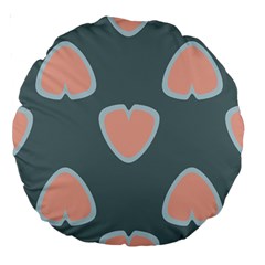 Hearts Love Blue Pink Green Large 18  Premium Round Cushions