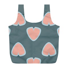 Hearts Love Blue Pink Green Full Print Recycle Bag (l)