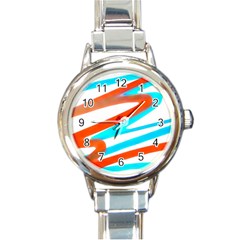 Abstract Colors Print Design Round Italian Charm Watch by dflcprintsclothing