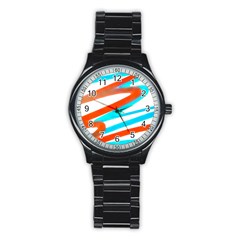 Abstract Colors Print Design Stainless Steel Round Watch