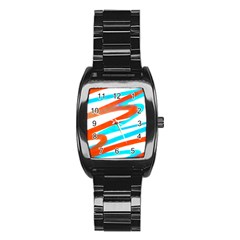 Abstract Colors Print Design Stainless Steel Barrel Watch