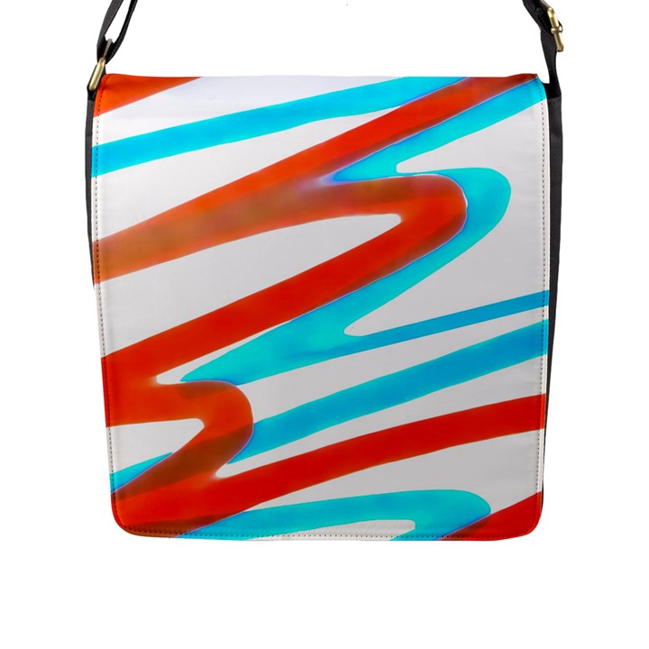 Abstract Colors Print Design Flap Closure Messenger Bag (L)