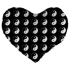 Yin Yang Pattern Large 19  Premium Flano Heart Shape Cushions