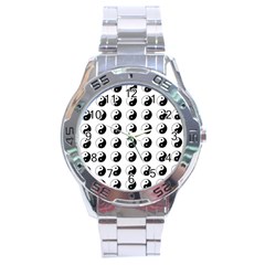 Yin Yang Pattern Stainless Steel Analogue Watch by Valentinaart