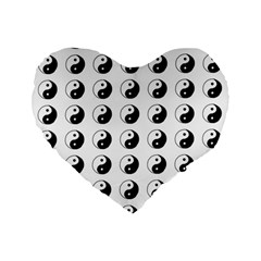 Yin Yang Pattern Standard 16  Premium Flano Heart Shape Cushions by Valentinaart