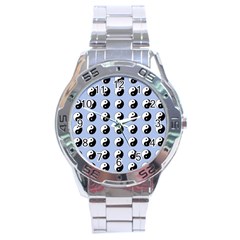 Yin Yang Pattern Stainless Steel Analogue Watch by Valentinaart