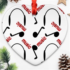 Music Letters Word Headphones Note Heart Ornament (two Sides)