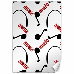 Music Letters Word Headphones Note Canvas 12  X 18  by HermanTelo