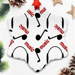 Music Letters Word Headphones Note Snowflake Ornament (two Sides) by HermanTelo