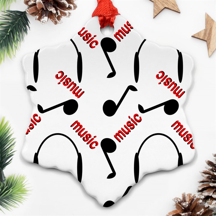 Music Letters Word Headphones Note Snowflake Ornament (Two Sides)