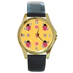 Ledy Bird Round Gold Metal Watch Front