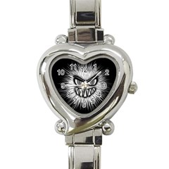 Monster Black White Eyes Heart Italian Charm Watch