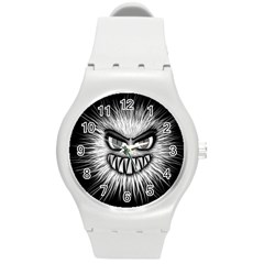 Monster Black White Eyes Round Plastic Sport Watch (M)