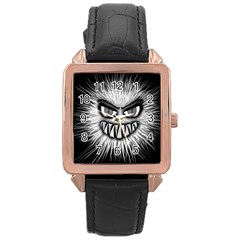 Monster Black White Eyes Rose Gold Leather Watch 