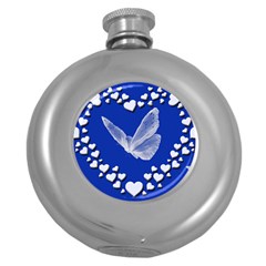 Heart Love Butterfly Mother S Day Round Hip Flask (5 Oz) by HermanTelo