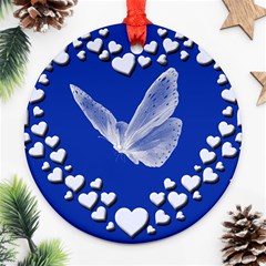 Heart Love Butterfly Mother S Day Round Ornament (two Sides)