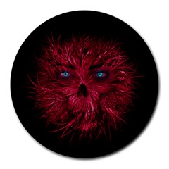 Monster Red Eyes Aggressive Fangs Ghost Round Mousepads by HermanTelo