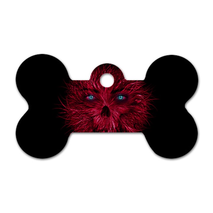 Monster Red Eyes Aggressive Fangs Ghost Dog Tag Bone (One Side)