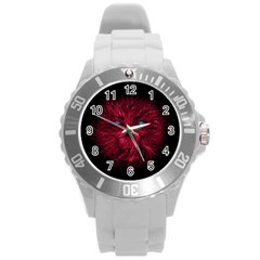 Monster Red Eyes Aggressive Fangs Ghost Round Plastic Sport Watch (l) by HermanTelo