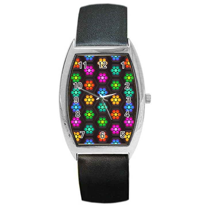 Pattern Background Colorful Design Barrel Style Metal Watch