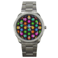 Pattern Background Colorful Design Sport Metal Watch