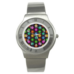 Pattern Background Colorful Design Stainless Steel Watch