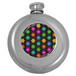 Pattern Background Colorful Design Round Hip Flask (5 oz) Front