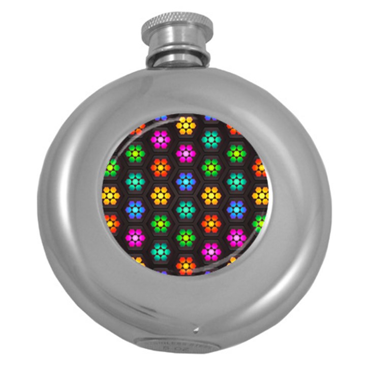 Pattern Background Colorful Design Round Hip Flask (5 oz)