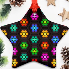 Pattern Background Colorful Design Star Ornament (two Sides)