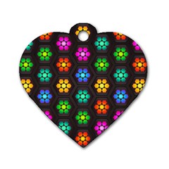 Pattern Background Colorful Design Dog Tag Heart (two Sides)