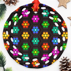 Pattern Background Colorful Design Ornament (round Filigree)