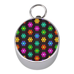 Pattern Background Colorful Design Mini Silver Compasses