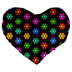 Pattern Background Colorful Design Large 19  Premium Flano Heart Shape Cushions