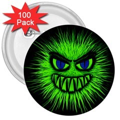 Monster Green Evil Common 3  Buttons (100 Pack)  by HermanTelo