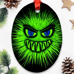 Monster Green Evil Common Oval Ornament (two Sides) by HermanTelo