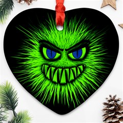 Monster Green Evil Common Heart Ornament (two Sides)