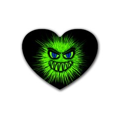 Monster Green Evil Common Rubber Coaster (heart) 