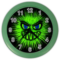 Monster Green Evil Common Color Wall Clock