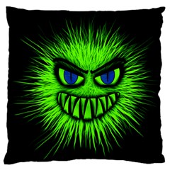 Monster Green Evil Common Large Flano Cushion Case (two Sides)