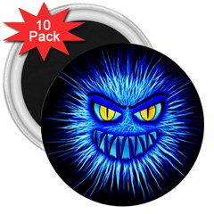 Monster Blue Attack 3  Magnets (10 Pack)  by HermanTelo