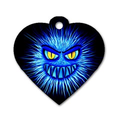 Monster Blue Attack Dog Tag Heart (two Sides) by HermanTelo