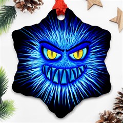 Monster Blue Attack Snowflake Ornament (two Sides)