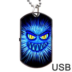 Monster Blue Attack Dog Tag Usb Flash (one Side) by HermanTelo