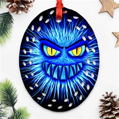 Monster Blue Attack Oval Filigree Ornament (two Sides) by HermanTelo