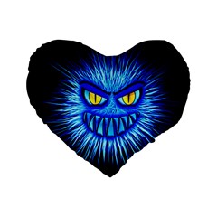 Monster Blue Attack Standard 16  Premium Heart Shape Cushions by HermanTelo