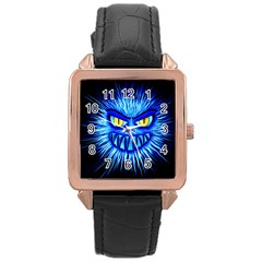 Monster Blue Attack Rose Gold Leather Watch 