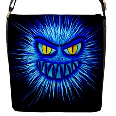 Monster Blue Attack Flap Closure Messenger Bag (s)