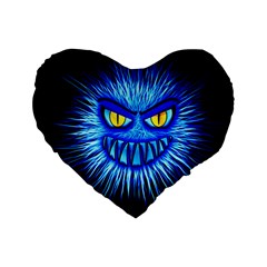 Monster Blue Attack Standard 16  Premium Flano Heart Shape Cushions by HermanTelo