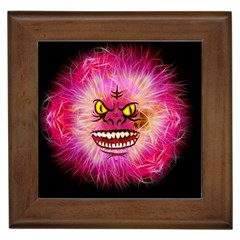 Monster Pink Eyes Aggressive Fangs Framed Tiles by HermanTelo